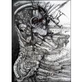 Abstract Surrealism: `We are All Fluttering Chembots`  - 210mm x 297mm - Single Lead Pencil Drawing