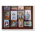 Sixteen Rare & Collectible Vintage Matchbox Covers Mounted behind Glass in Wooden Antique Frame*