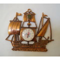 VINTAGE COPPER-PLATED SOUVENIR GALLEON THERMOMETER ~ 5 S.A.I.