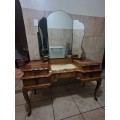 COLLECTION ONLY - AUTHENTIC VICTORIAN  MAKEUP VANITY / DRESSER TABLE WITH FOLDABLE BUTTERFLY MIRROR.