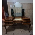 COLLECTION ONLY - AUTHENTIC VICTORIAN  MAKEUP VANITY / DRESSER TABLE WITH FOLDABLE BUTTERFLY MIRROR.