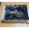 HALLMARKED STERLING SILVER HIPPO HEAD HOUSE DECO ITEM IN BOX.