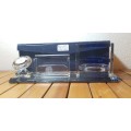 BRAND NEW CUT CRYSTAL  DESKTOP PEN STAND WITH CLOCK .