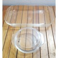 Pair of `ANCHOR HOCKING - USA` OVENPROOF CLEAR GLASS CASSEROLE.