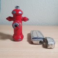 PAIR OF MODERN SECONDHAND FIRE HYDRANT SHAPED & OTHER WORKING GAS LIGHTER.