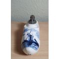 VINTAGE COLLECTABLE PORCELAIN DELFT - DUTCH LIQUID FUEL DESKTOP LIGHTER.