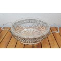 Demo Stock -Pair of Chrome Plated New Modern Padestal Candy Tray & Glass bowl with stand.