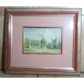 ANTIQUE QUADRANGLE OF TRINITY COLLEGE, CAMBRIDGE PRINT ON DEEPSUNK FORMAT FRAME MOUNT.