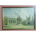 ANTIQUE QUADRANGLE OF TRINITY COLLEGE, CAMBRIDGE PRINT ON DEEPSUNK FORMAT FRAME MOUNT.