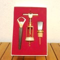 BRAND NEW EXUS HIGH QUALITY HEAVY BRASS WINE OPENER SET IN BOX.