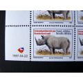 SOUTH AFRICA Mint Booklet Pane - Black Rhinoceros (English, 1997-04-22)