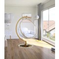 Bubble Hanging Chair Clear Acrylic Accent Swing Chair with Gold/Chrome Stand and Durable Fabric Seat