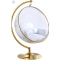 Bubble Hanging Chair Clear Acrylic Accent Swing Chair with Gold/Chrome Stand and Durable Fabric Seat