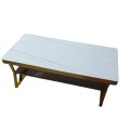 Modern Marble Coffee Table with Gold Metal Legs