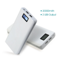 Portable USB 20 000mAh Power Bank, Backup Battery Pack. Available is White, Silver & Gold.