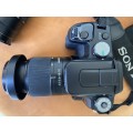 Sony Alpha A100 Digital SLR Camera, 18-70mm + 300mm Telephoto Lenses + Bags