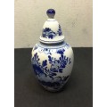 Hand-painted blue and white Delft bottles with lid.height-165mm.