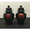 Japanese antiques - hand painted red rose jar.height - 155 mm. width -90 mm.
