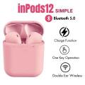 InPods 12 Wireless Bluetooth V5.0 Earphones Pink