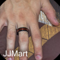 Costume Jewellery : Metal Ring Black with red Size 11