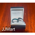 Costume Jewellery : Silver Ring Set with Green stones  - Size 5