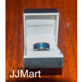 Costume Jewellery: Silver Ring with blue inlay - Size 6
