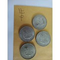 LOT # 4 FOUR 1964 SOUTH AFRICAN 50 CENTS COINS