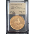 RARE SLABBED 1968 SOUTH AFRICA GOLD ONE OUNCE KRUGERRAND COIN IN MINT CONDITION