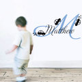 Free/Low Shipping - Personalised Boy's Monogram Letter with Cars X Large Wall Decal Sticker