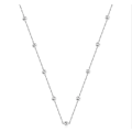 Silver Colour Stainless Steel with Cubic Zirconia Long Necklace 57cm + 5cm extender