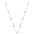 Silver Colour Stainless Steel with Multi-Colour Stone Necklace   - 57cm + 5cm Extender