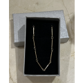 Gold Colour Mini Matchstick Design Zinc Alloy Short Necklace + Gift Box