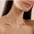 Flat Snake Herringbone Chain Necklace Stainless Steel Rose Gold Colour