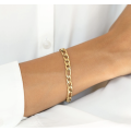 Ladies Cuban Figaro Bracelet Stainless Steel Gold Colour