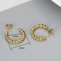 Gold Colour Stainless Steel Twisted Hoop Earrings