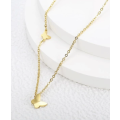 Gold Colour Stainless Steel Butterfly Charm Necklace 42cm + 5cm extender