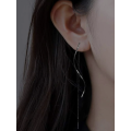 Minimalist Thread Through Ear Gunmetal Colour Earrings