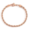 4mm Rope Chain Twist Stainless Steel Bracelet - Rose Gold Colour