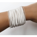 White Stretchies - Guitar String Coil Bracelets - Set of 10