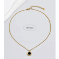 Round Numerical Gold Colour Stainless Steel Pendant Necklace