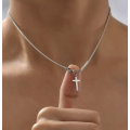 Silver Colour Stainless Steel Cross Charm Necklace