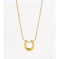 Gold Colour Stainless Steel U-Shaped Pendant Necklace