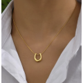 Gold Colour Stainless Steel U-Shaped Pendant Necklace