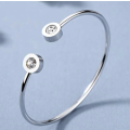 Gorgeous Silver Colour Stainless Steel Cuff Bangle with Cubic Zirconia Rhinestone Finish