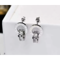 Silver Colour Stainless Steel Roman Numerals Circle Drop Earrings
