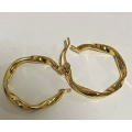 Gold Colour Stainless Steel Twisted Ribbon Style Hoop Earrings in Jewellery Box