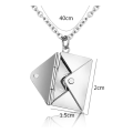 Silver Colour Openable Envelope Love Letter Stainless Steel Necklace with jewellery gift box
