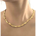 Gold Herringbone Snake Plaited Necklace - Stainless Steel. Comes in jewellery gift box