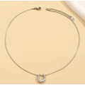 Silver Colour Stainless Steel U-Shaped Pendant Necklace - Non Tarnish