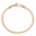 Gorgeous Rose Gold Stainless Steel Snake Chain / Herringbone Style Bracelet - 16.5cm and 4mm width